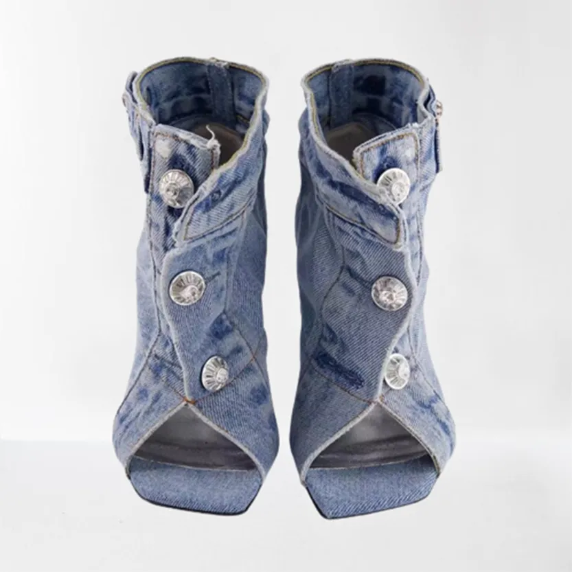 Funki Buys | Shoes | Women's Quirky Denim High Heel Shoes