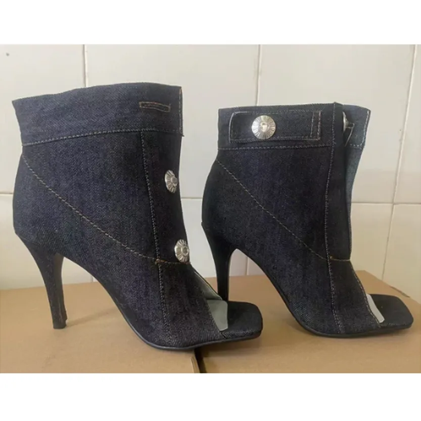 Funki Buys | Shoes | Women's Quirky Denim High Heel Shoes