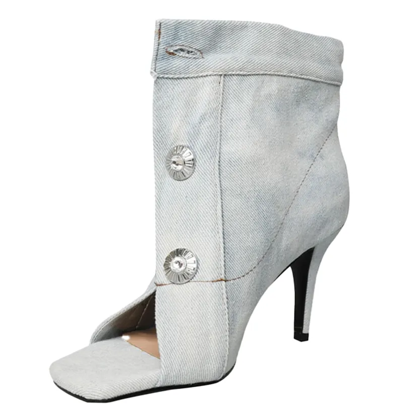 Funki Buys | Shoes | Women's Quirky Denim High Heel Shoes