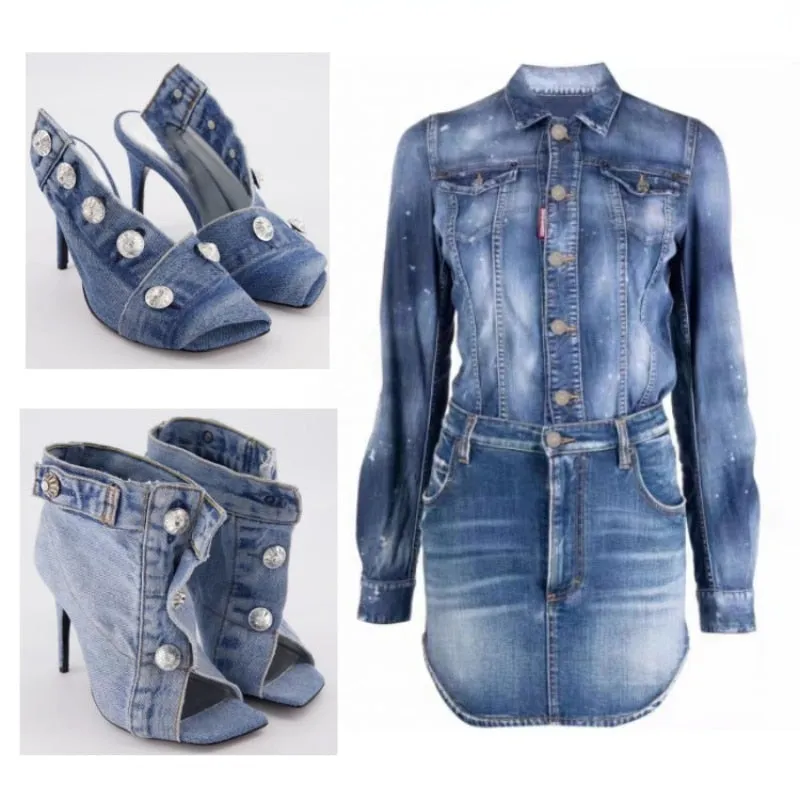 Funki Buys | Shoes | Women's Quirky Denim High Heel Shoes