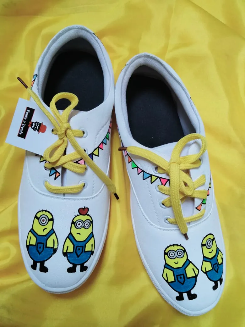 Funky N Trendy hand painted minion water resistant sneakers