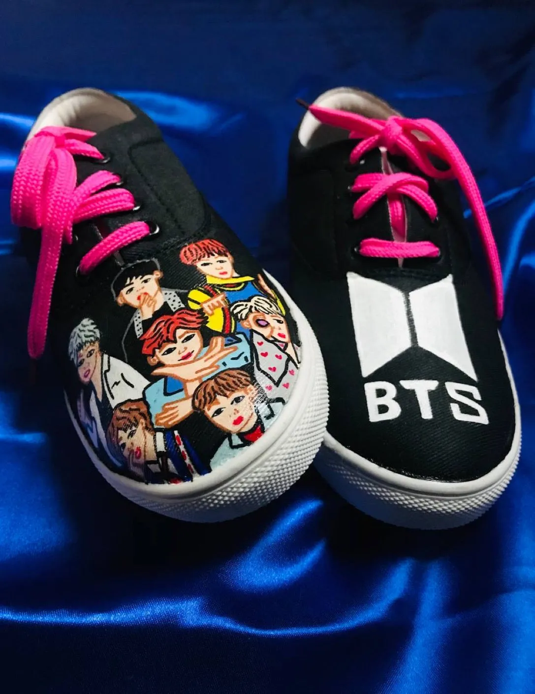 Funky N Trendy hand painted water resistant BTS theme black casual shoes