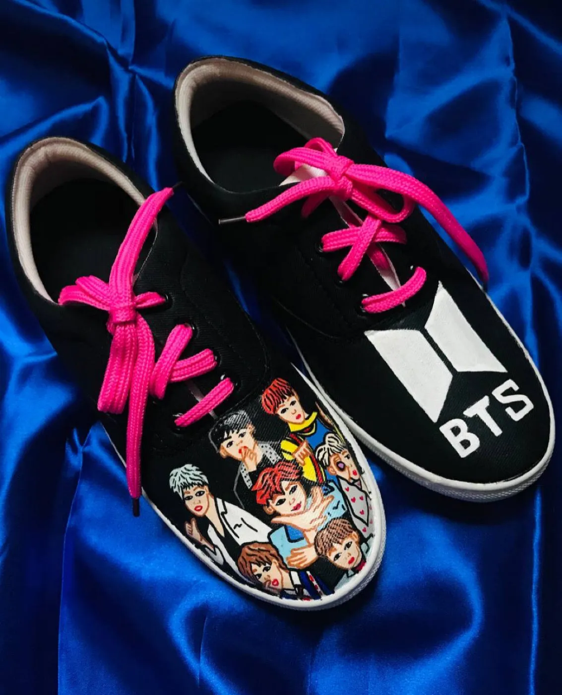 Funky N Trendy hand painted water resistant BTS theme black casual shoes