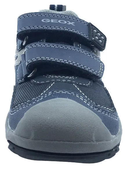 GEOX Boy's Savage Hook and Loop Sneaker (Navy/Grey)