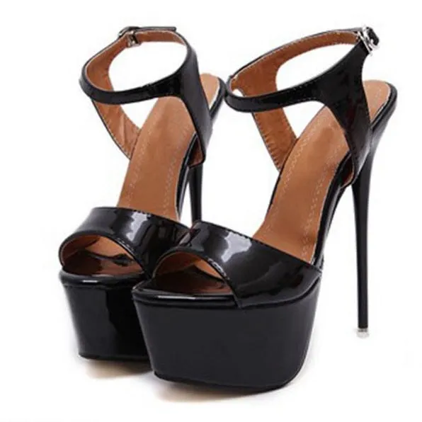 Glittery 16CM High Heel Ankle Strap Sandals