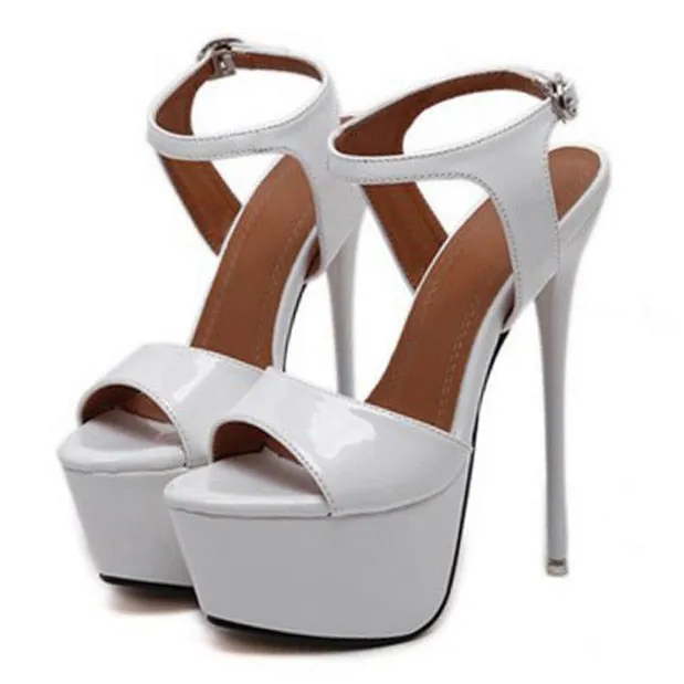 Glittery 16CM High Heel Ankle Strap Sandals