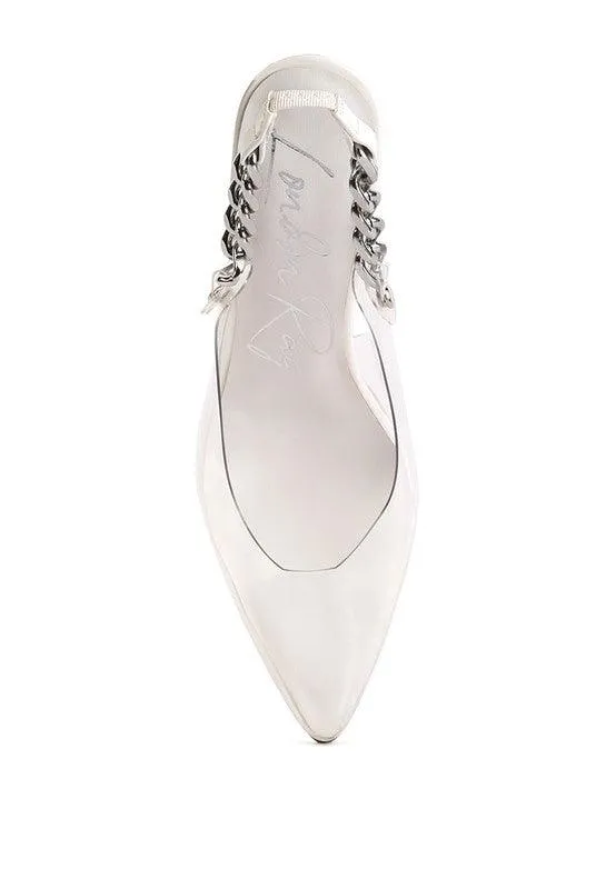 Goddess Heeled Clear Chain Slingback Sandal