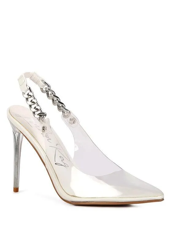 Goddess Heeled Clear Chain Slingback Sandal