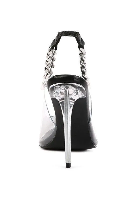 Goddess Heeled Clear Chain Slingback Sandal