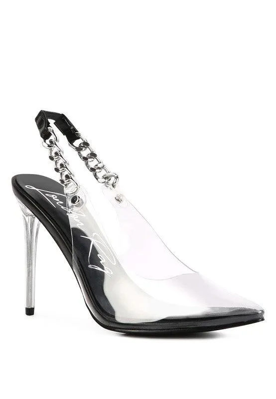 Goddess Heeled Clear Chain Slingback Sandal