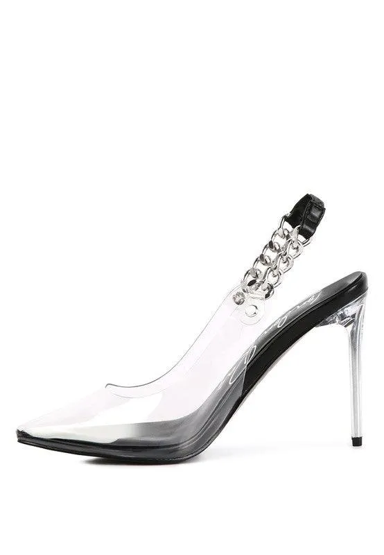 Goddess Heeled Clear Chain Slingback Sandal