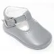 Gray t-strap crib shoe