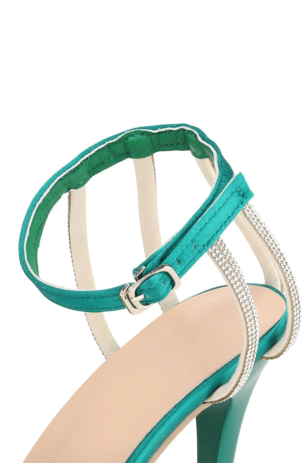 Green Buckle Fish Mouth High Heel Shoes