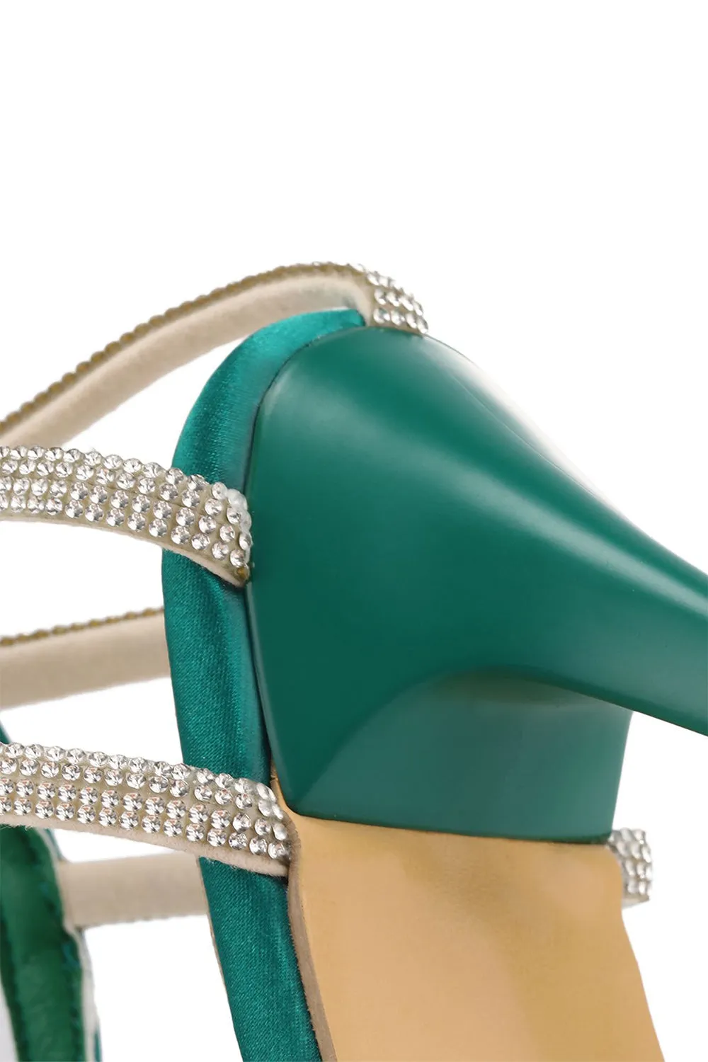 Green Buckle Fish Mouth High Heel Shoes