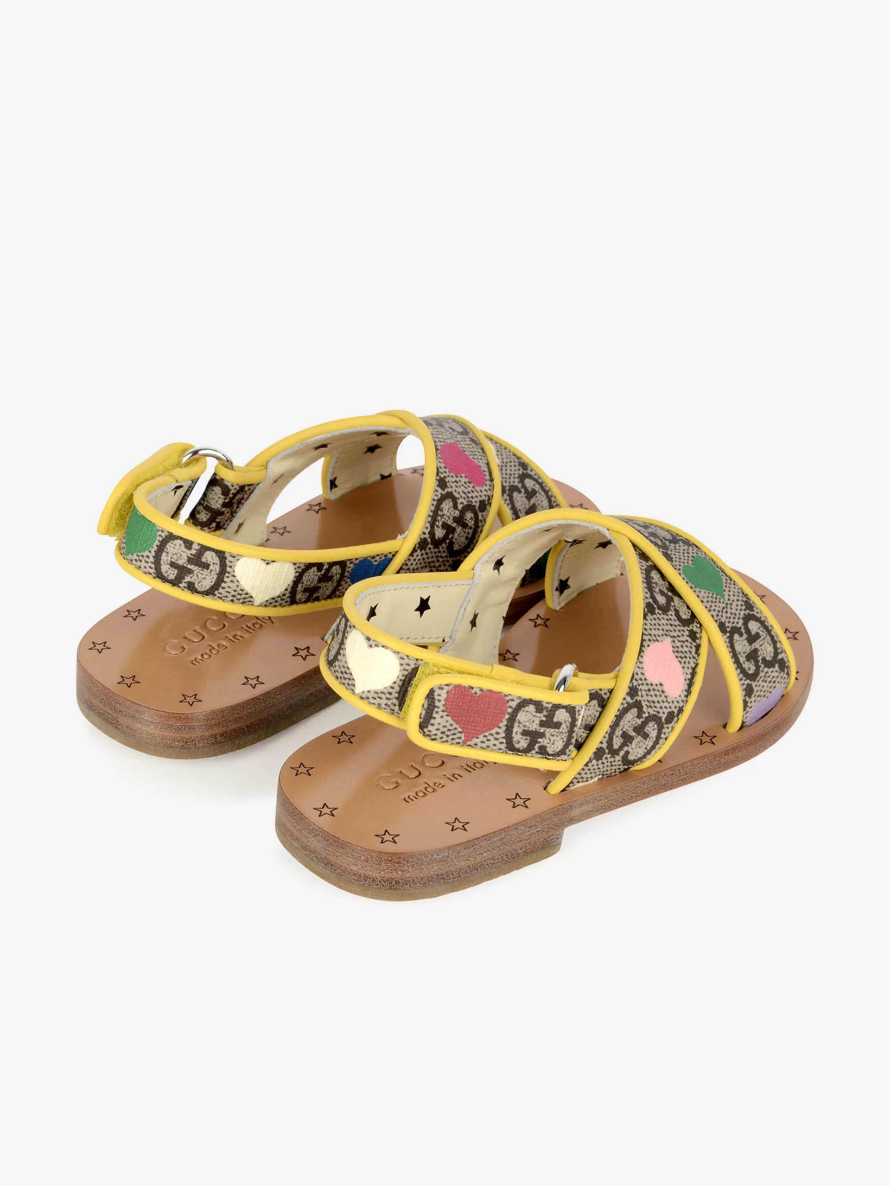 Gucci Girls Sandals - Beige Supreme Canvas GG Heart Sandals