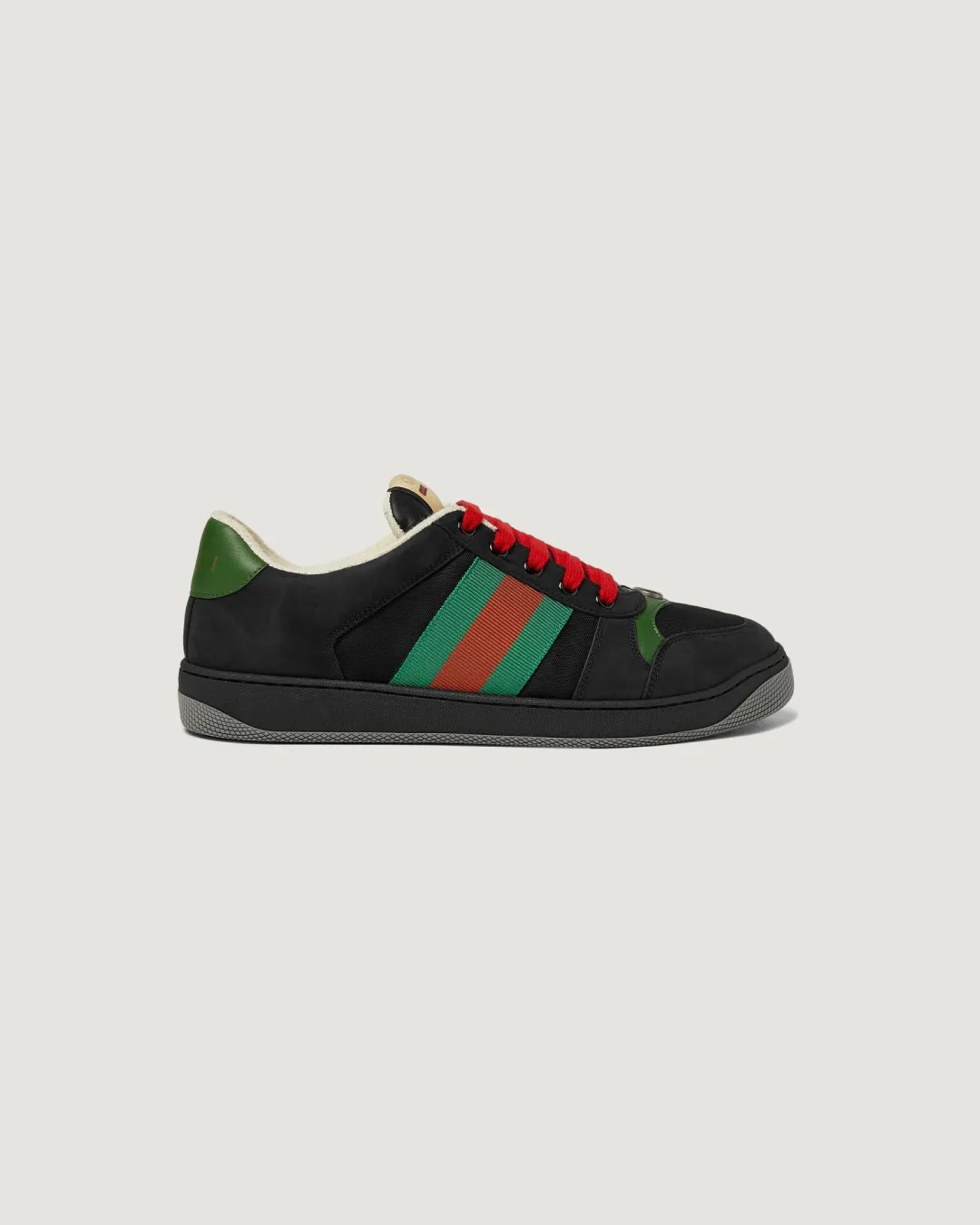 Gucci Screener Webbing-Trimmed 'Black' Leather, Suede and Canvas Sneakers