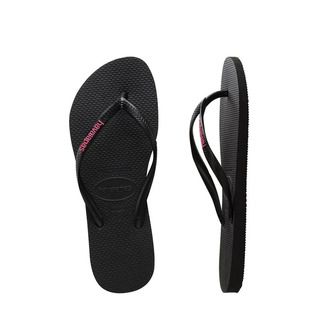 Havaianas Kids Slim Rubber Logo - Black/Rose