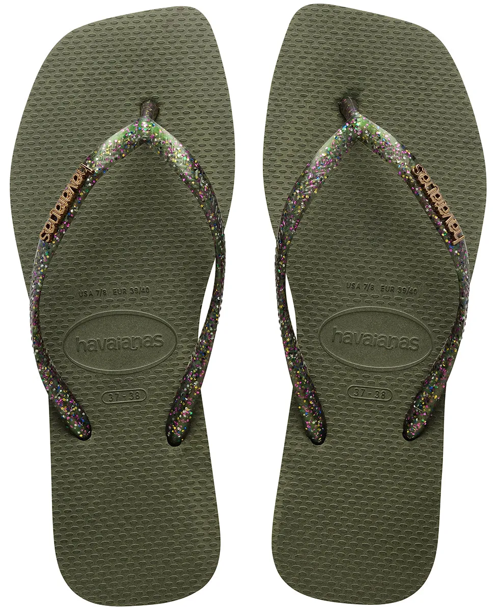 Havaianas Square Metallic In Olive Glitter For Women