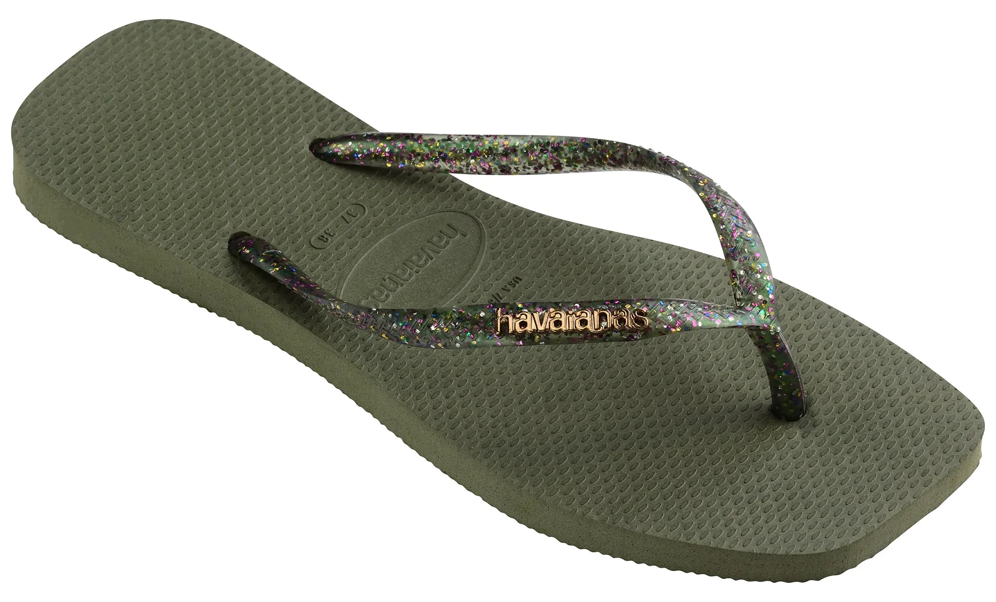 Havaianas Square Metallic In Olive Glitter For Women