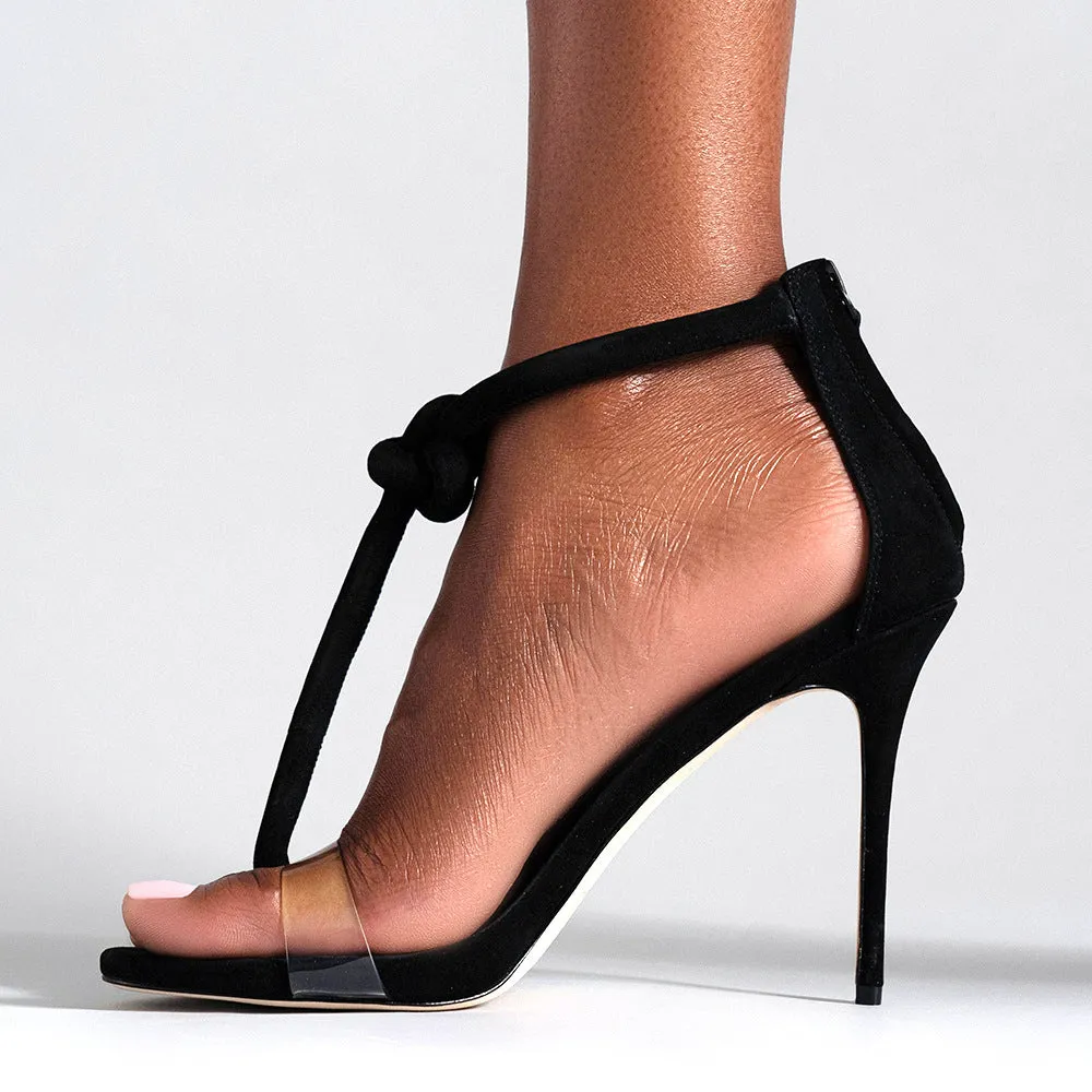 high-heeled clip-toe sandals