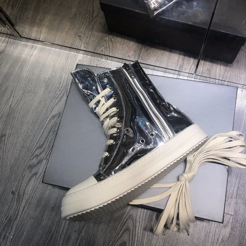 High-Top Metallic Leather Sneakers