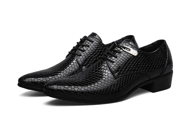 Imitate Snake Leather Men Lace Up Business Oxford Shoes