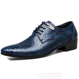 Imitate Snake Leather Men Lace Up Business Oxford Shoes