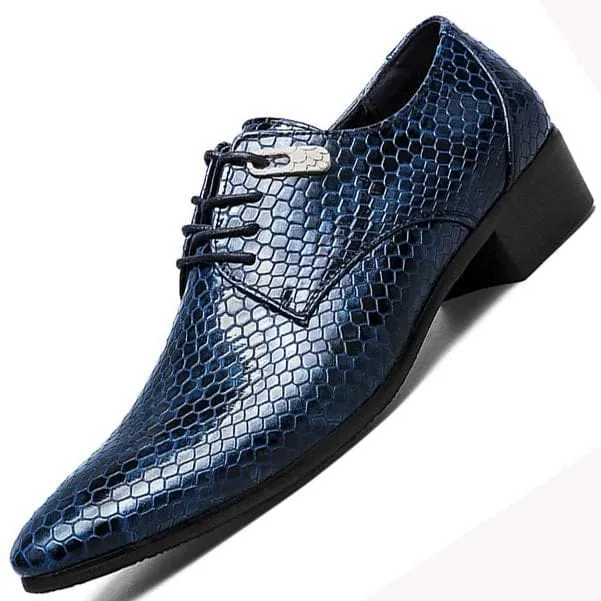 Imitate Snake Leather Men Lace Up Business Oxford Shoes