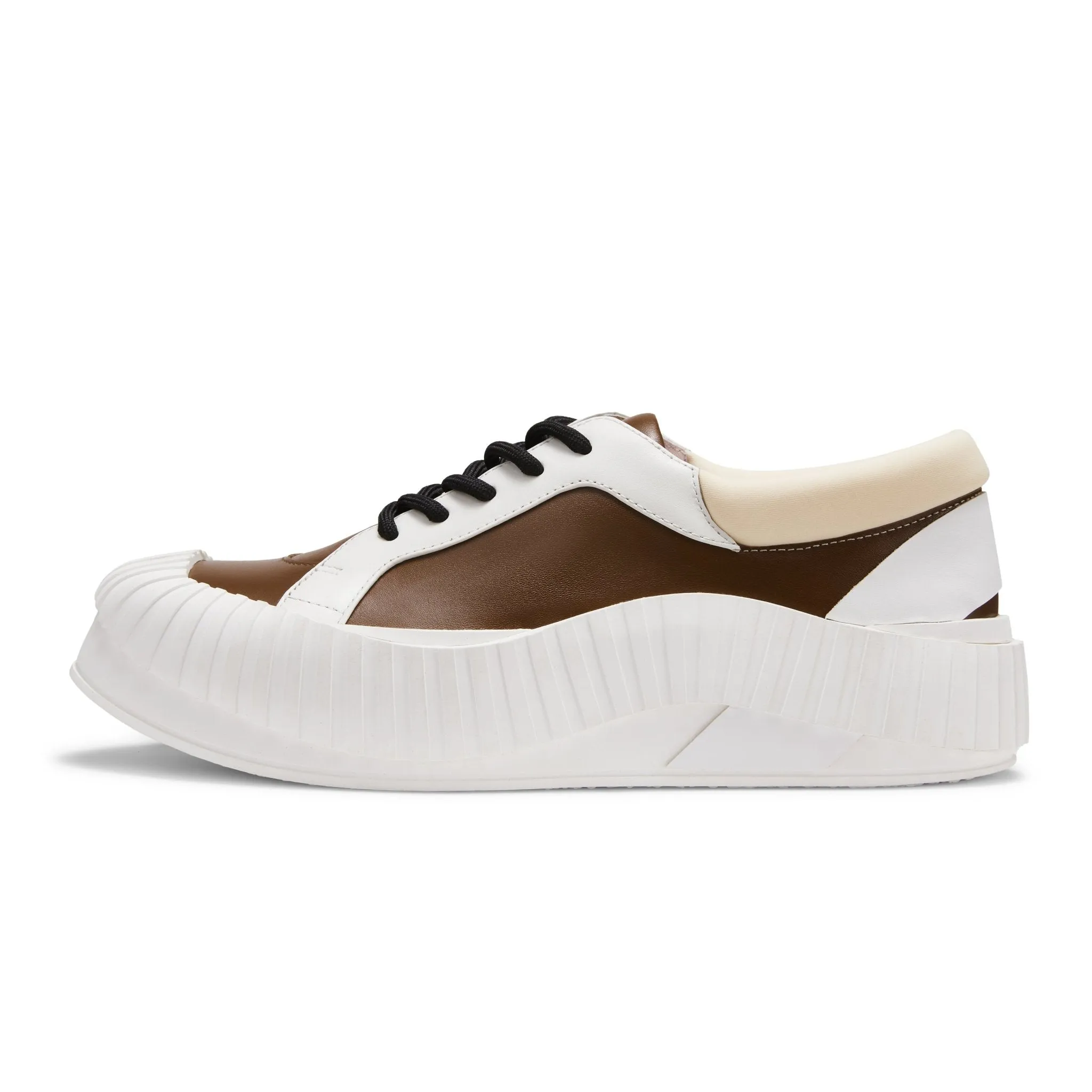 Irregular Wavy Edge Thick-soled Casual Shoes in Brown