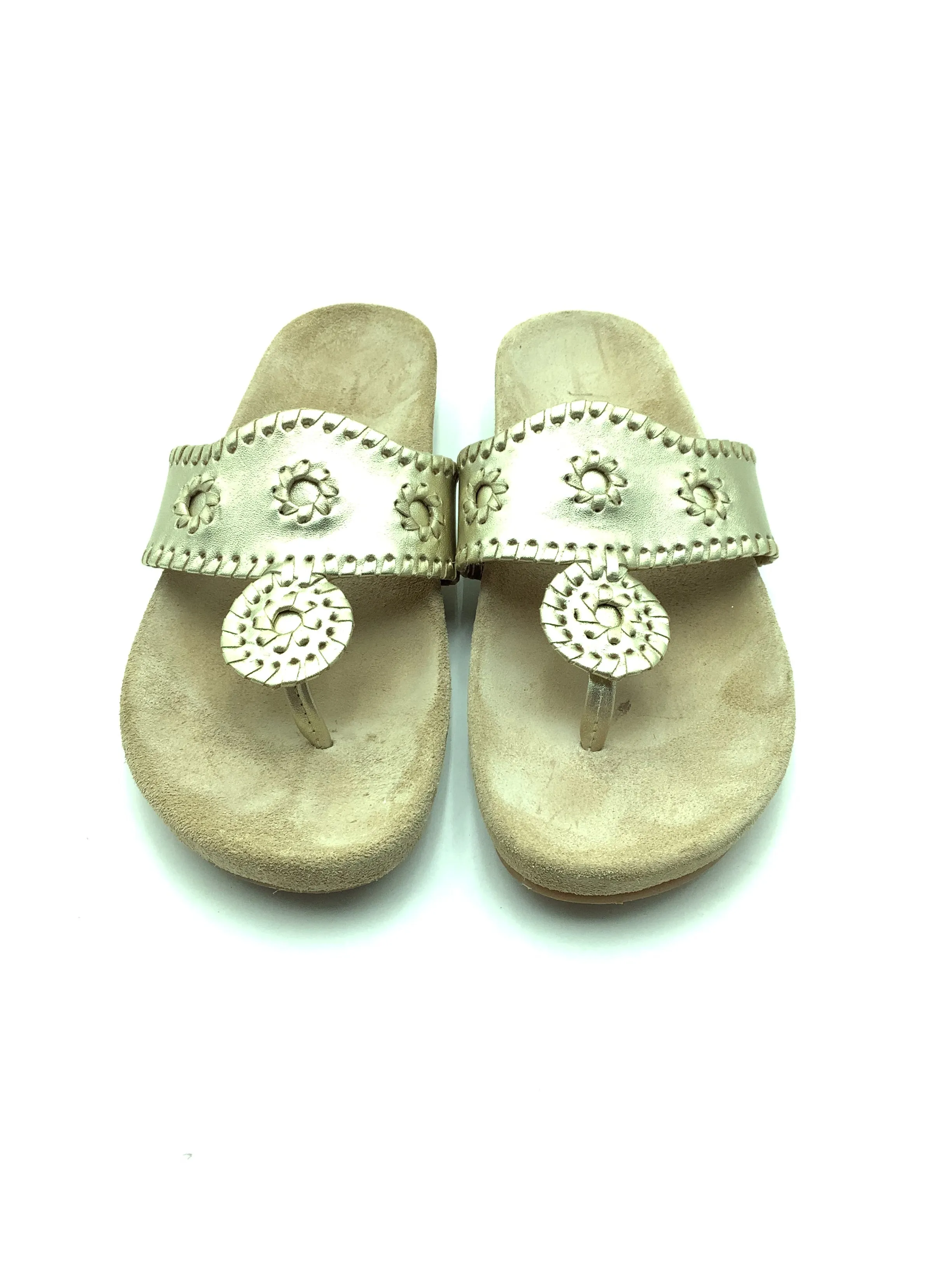 Jack Rogers Sandal Gold Leather Soft Pad Size: 9.5