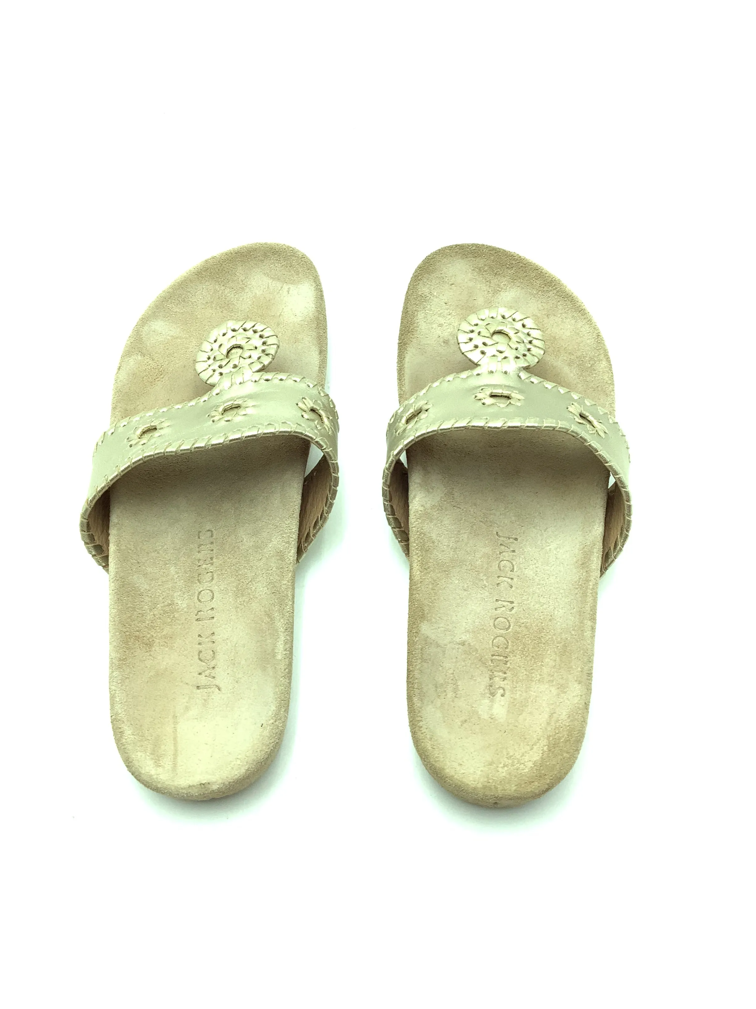 Jack Rogers Sandal Gold Leather Soft Pad Size: 9.5