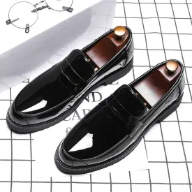 Jinquedai Zero more Mens Patent Leather Shoes High Quality Fashion Solid Black Shoes Men  Slip On Penny Loafers Male Shoes