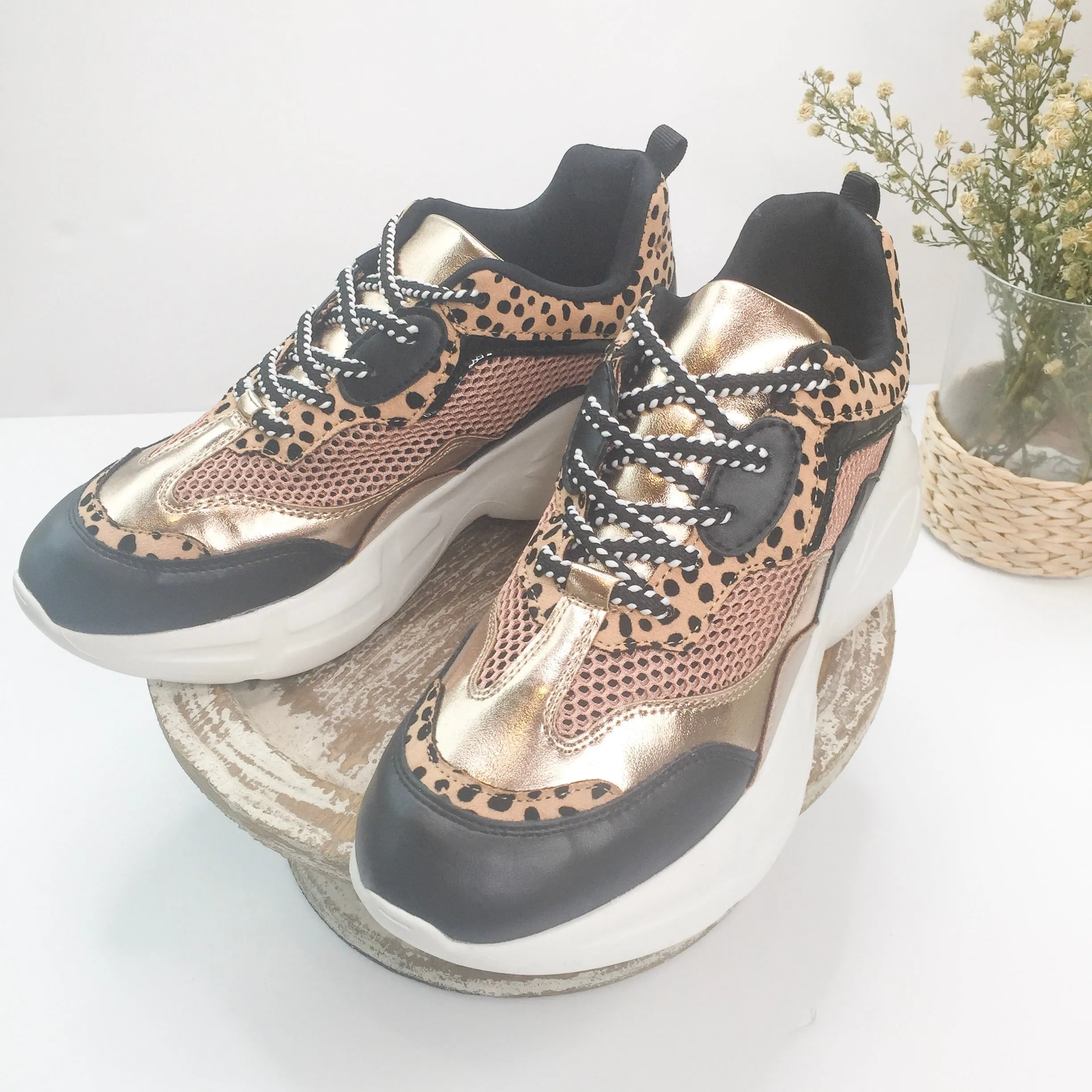 Last Chance Size 6 & 7 | Rise Up Lace Up Sneaker in Leopard