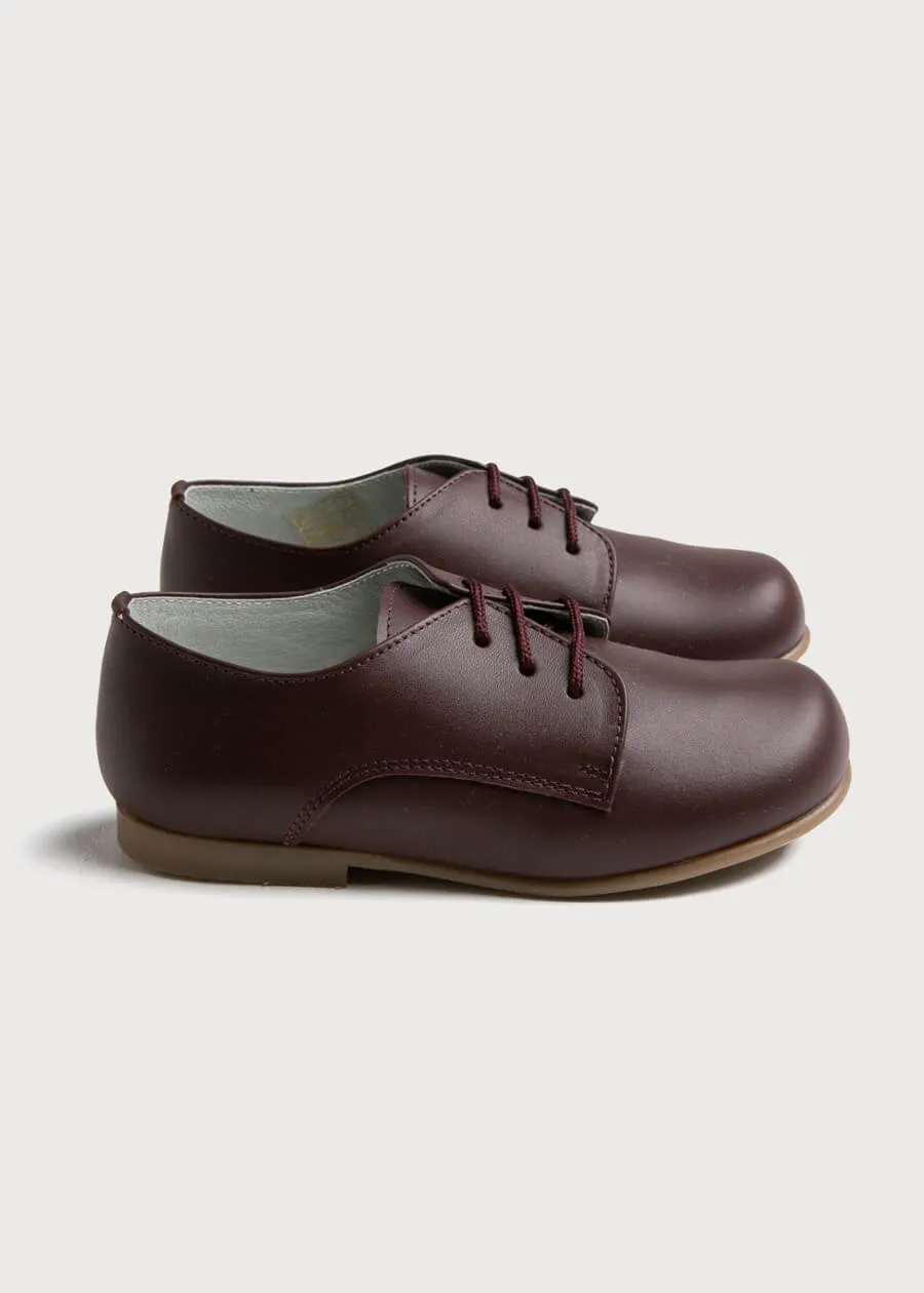 Leather Lace-Up Burgundy Shoes (20-34EU)