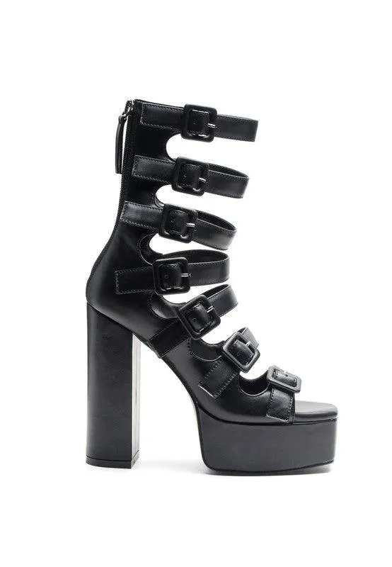 London Rag Sarouchi Caged High Heel Buckle Sandal