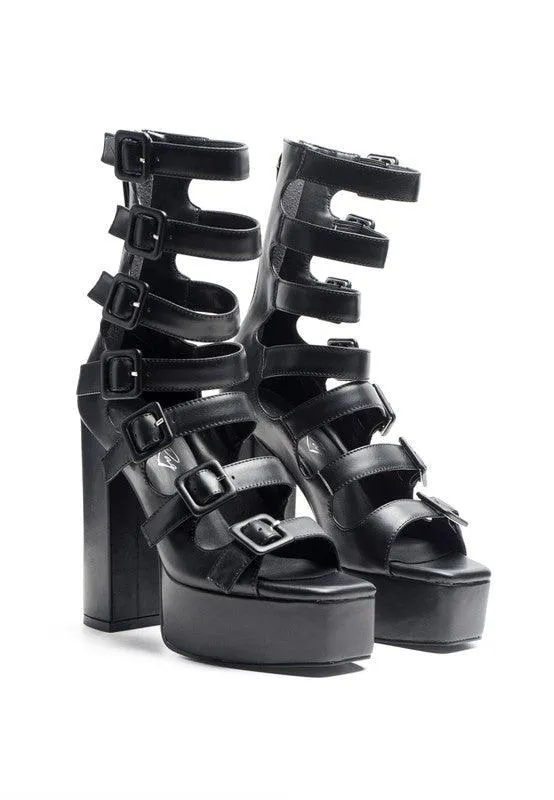 London Rag Sarouchi Caged High Heel Buckle Sandal