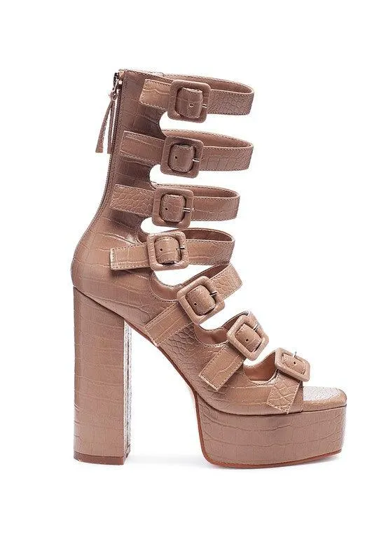 London Rag Sarouchi Caged High Heel Buckle Sandal