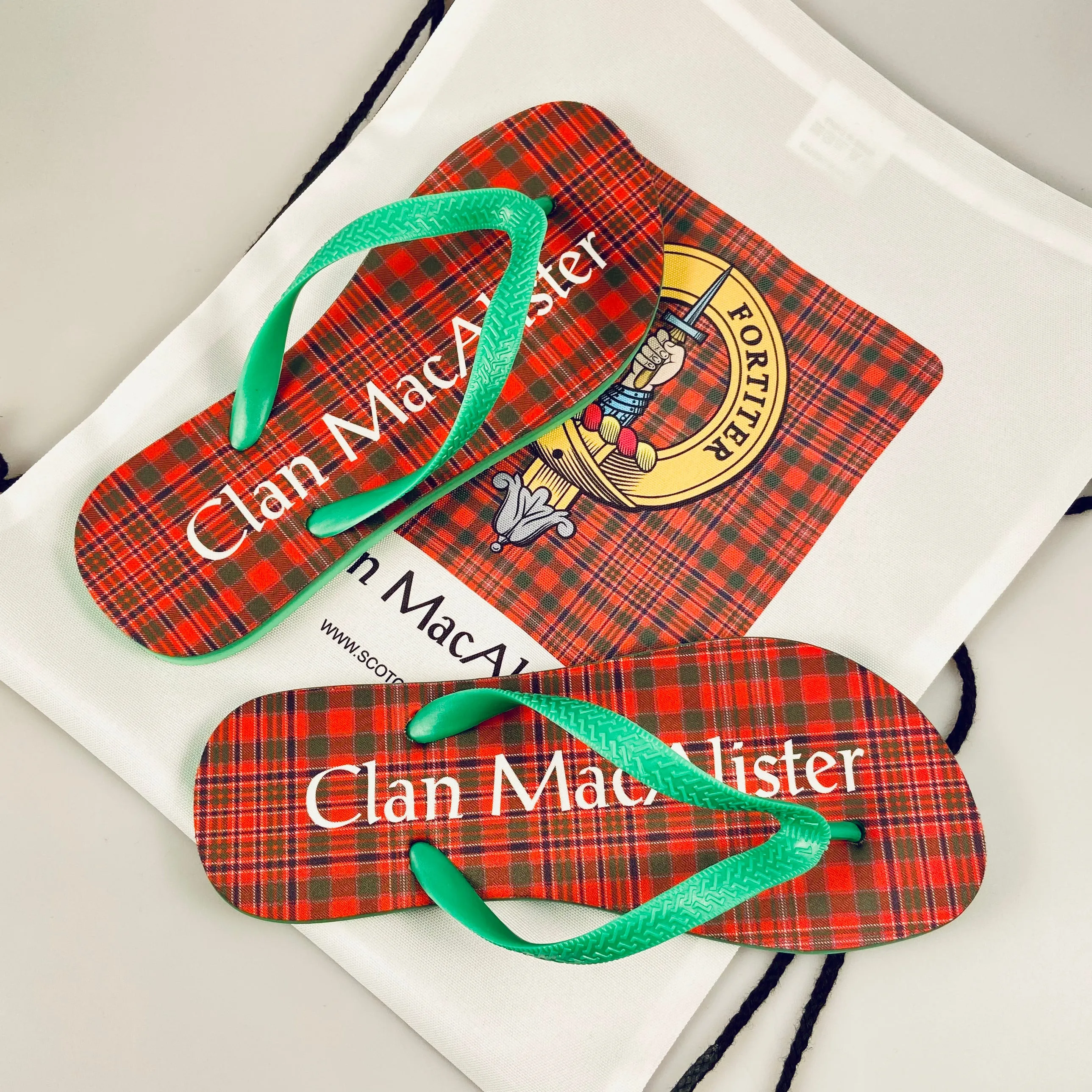 MacAlister Tartan Flip Flops With Matching Bag