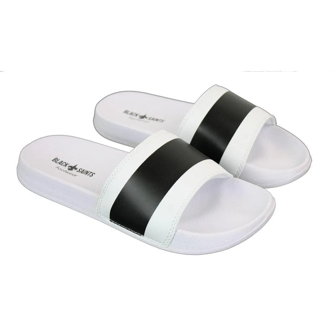 Mens Black White Stripes Spikes Flip Flops Slippers Summer Beach Casual Walking