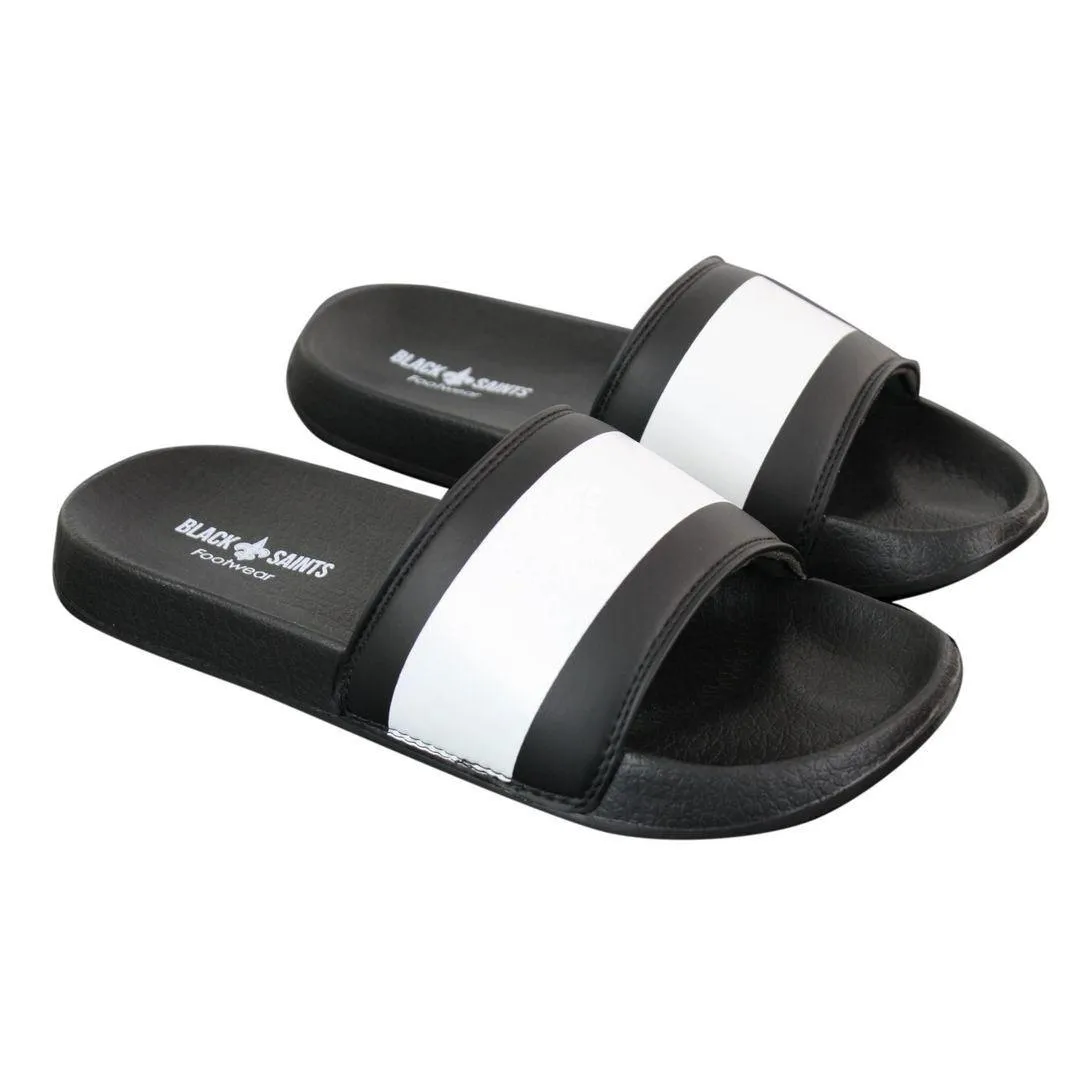 Mens Black White Stripes Spikes Flip Flops Slippers Summer Beach Casual Walking