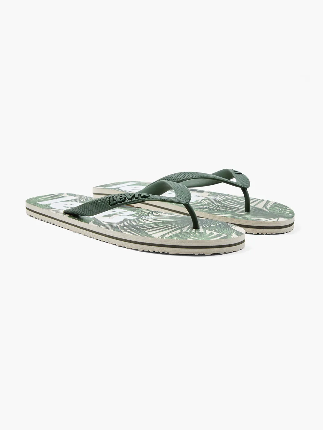 Men's Green Printed Flip-Flops