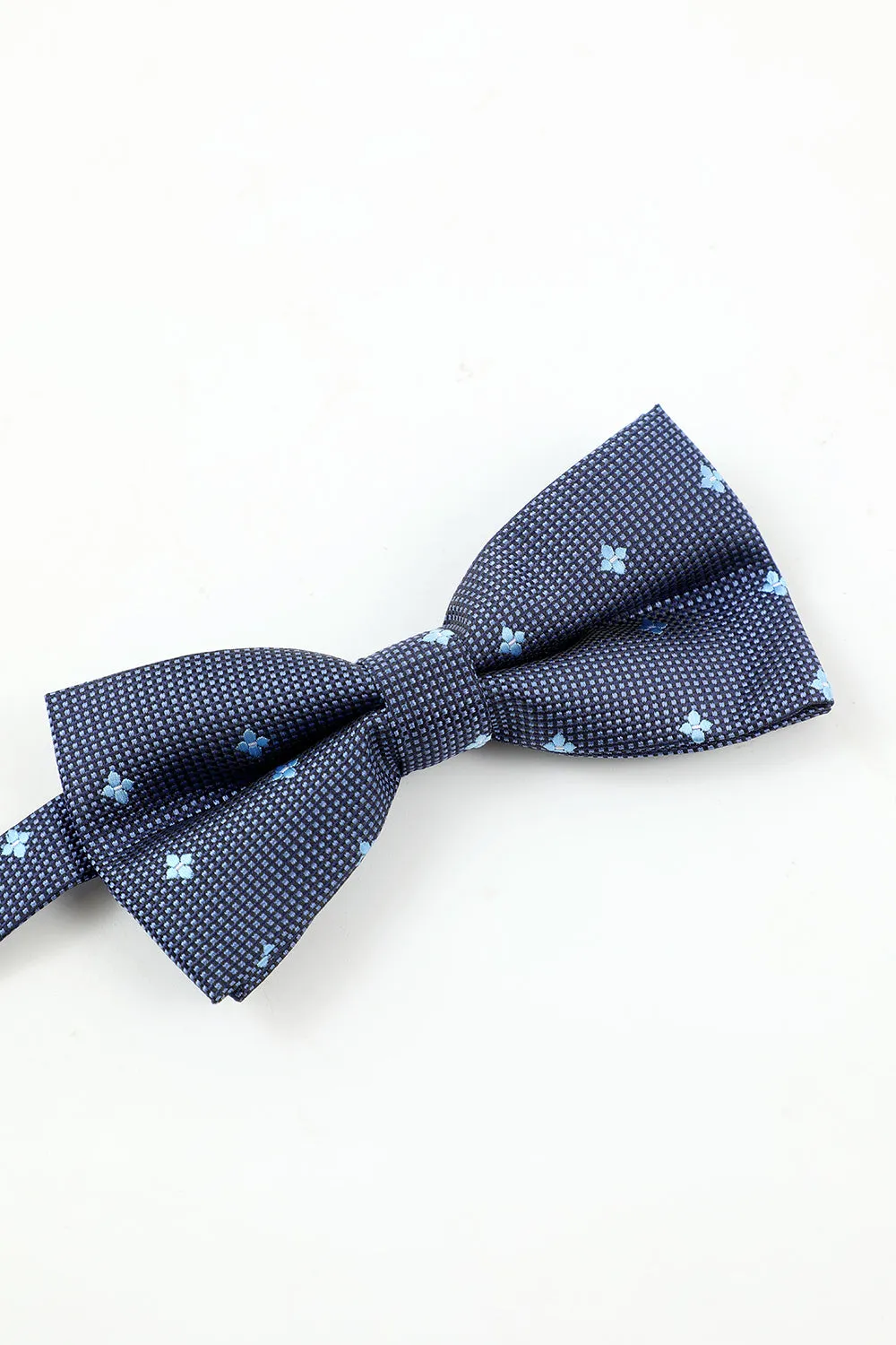 Men's Navy 5-Piece Accessory Set Tie and Bow Tie Pocket Square Flower Lapel Pin Tie Clip