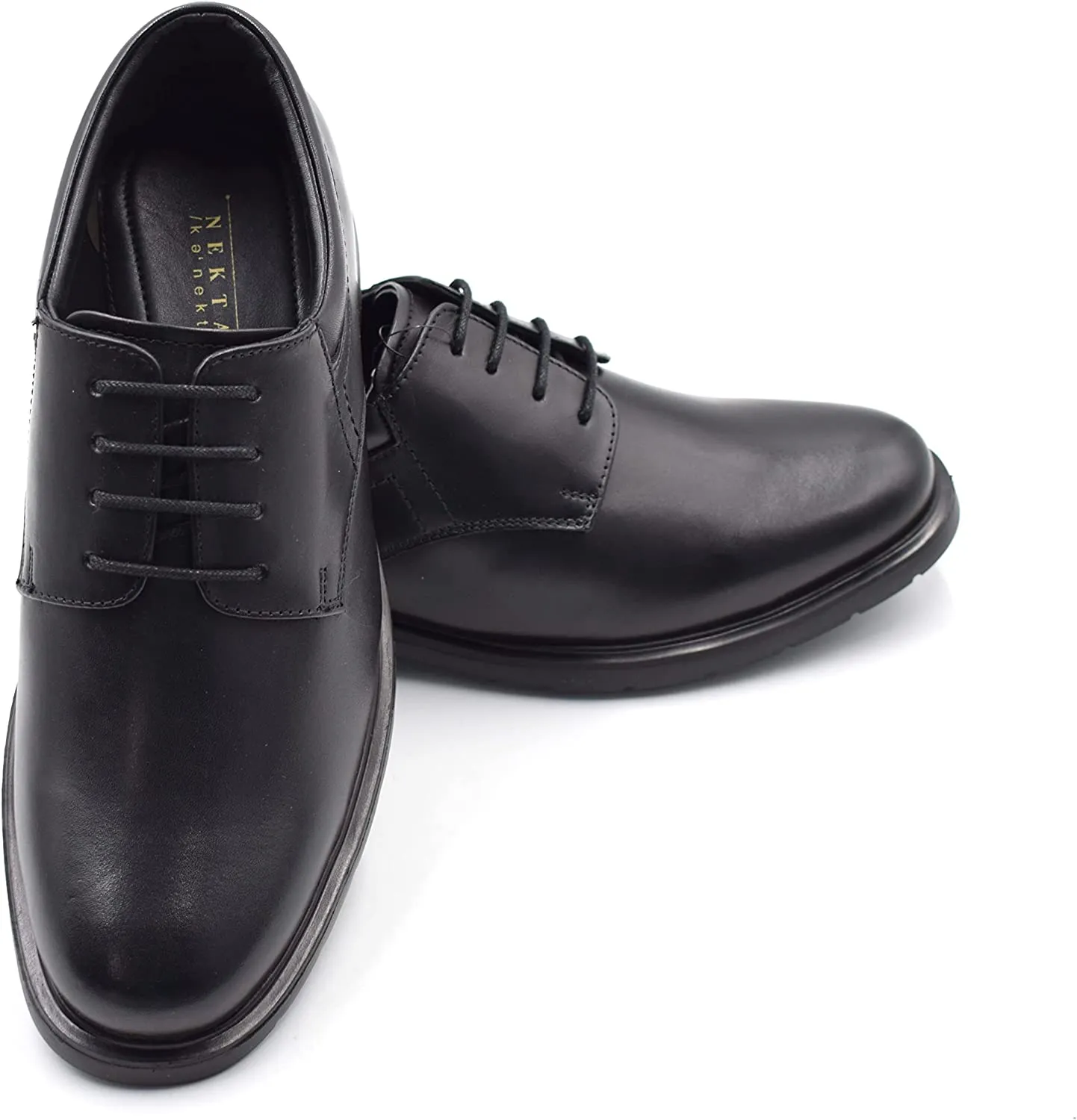 Men's Oxford Leather Casual Shoes, Round Toe | Black | Adam