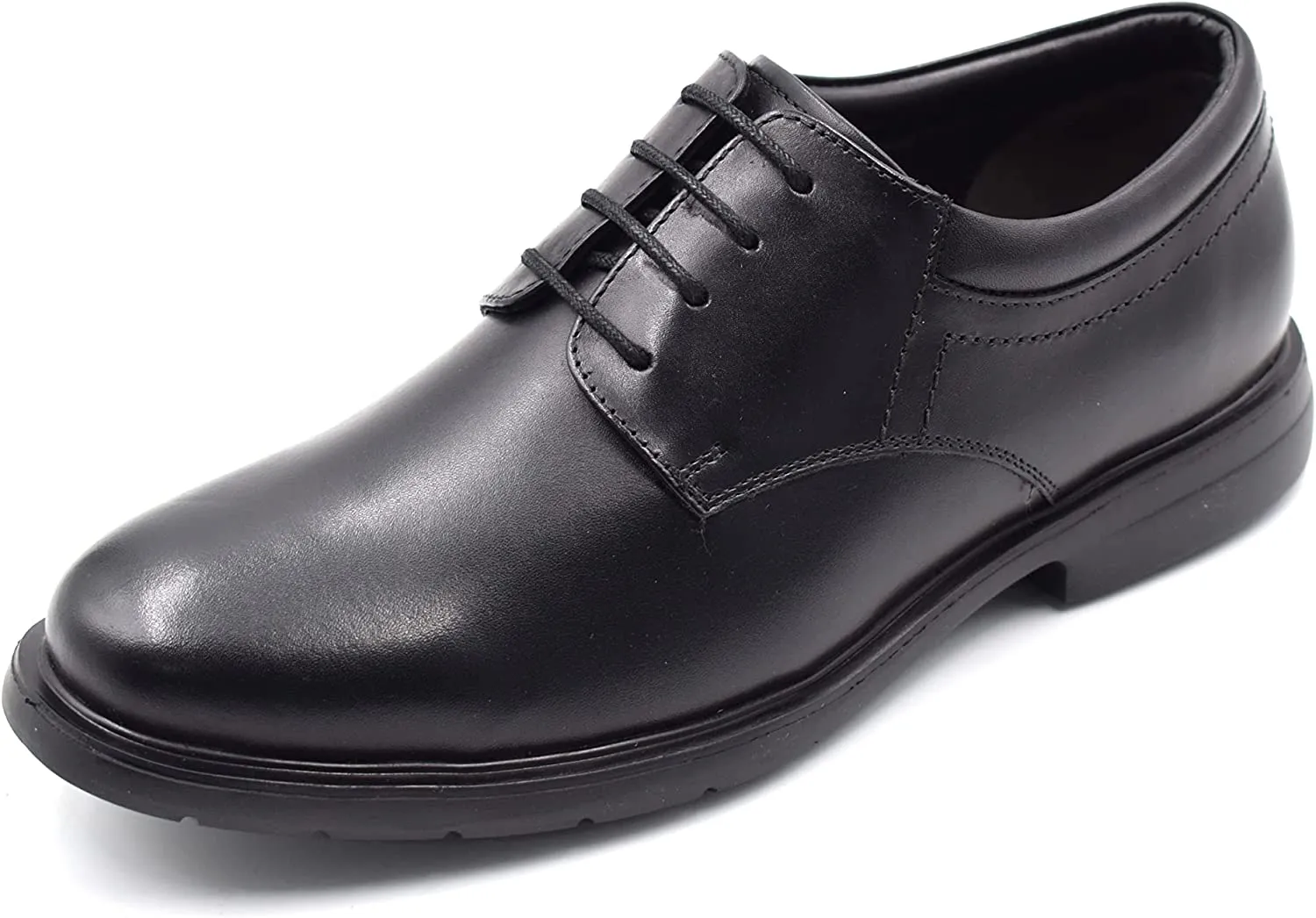 Men's Oxford Leather Casual Shoes, Round Toe | Black | Adam