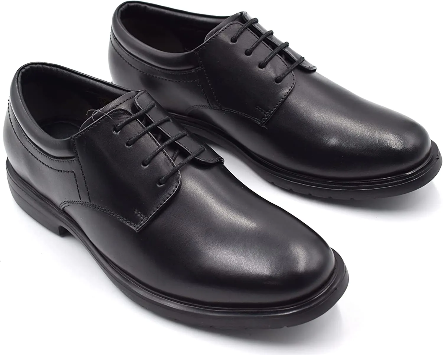 Men's Oxford Leather Casual Shoes, Round Toe | Black | Adam