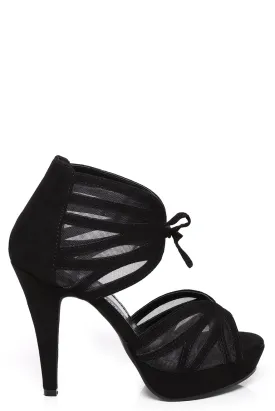 Mesh Peep Toe Platform Sandal in Black