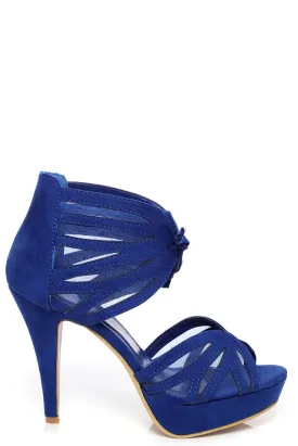 Mesh Peep Toe Platform Sandal in Blue