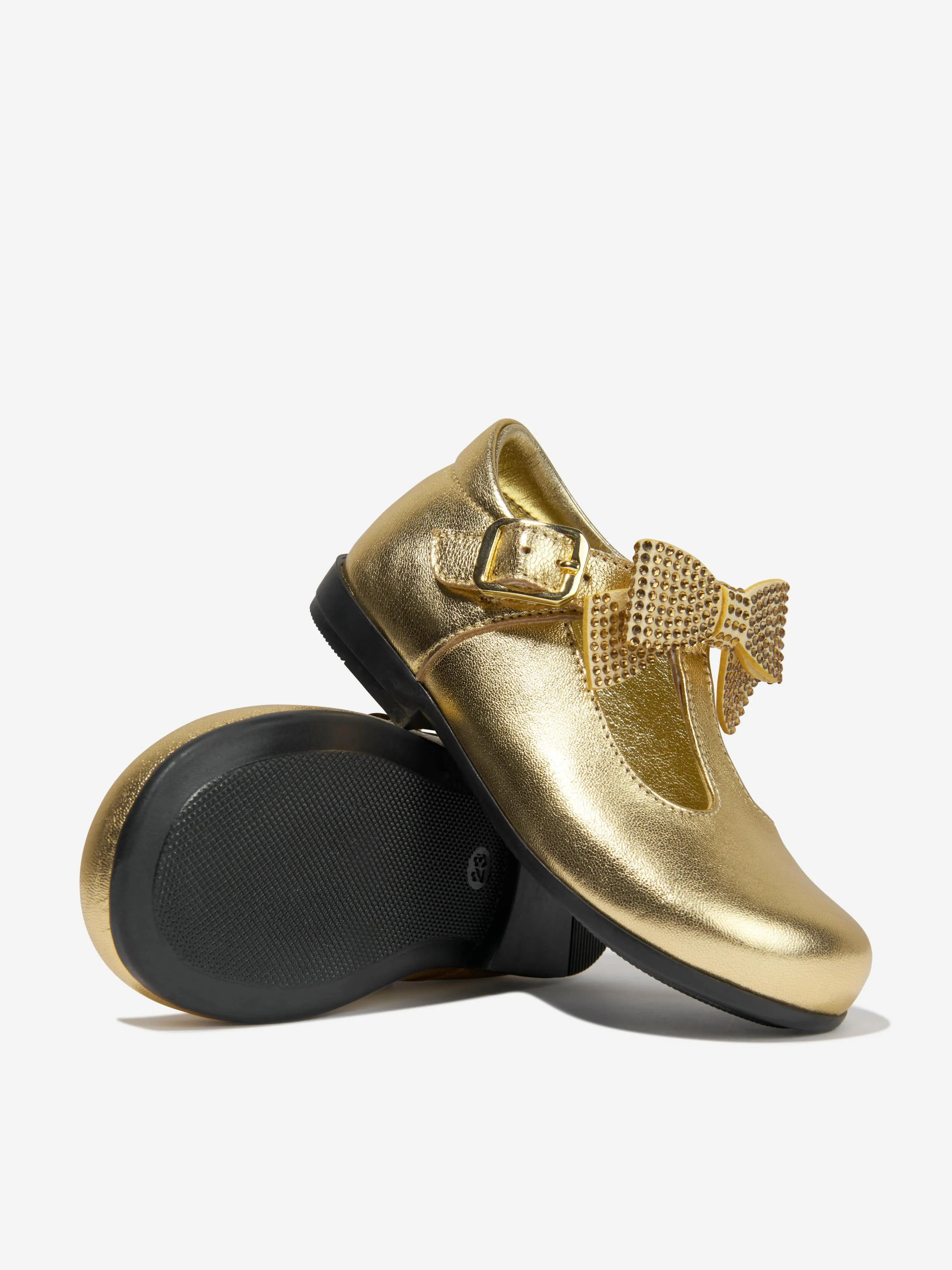 Monnalisa Girls Leather Bow Shoes