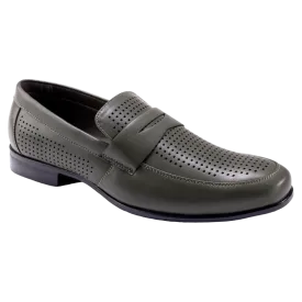 Montique Olive Men's Slip-On Dress Shoes Penny Strap Loafer