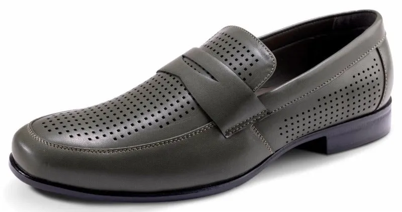 Montique Olive Men's Slip-On Dress Shoes Penny Strap Loafer